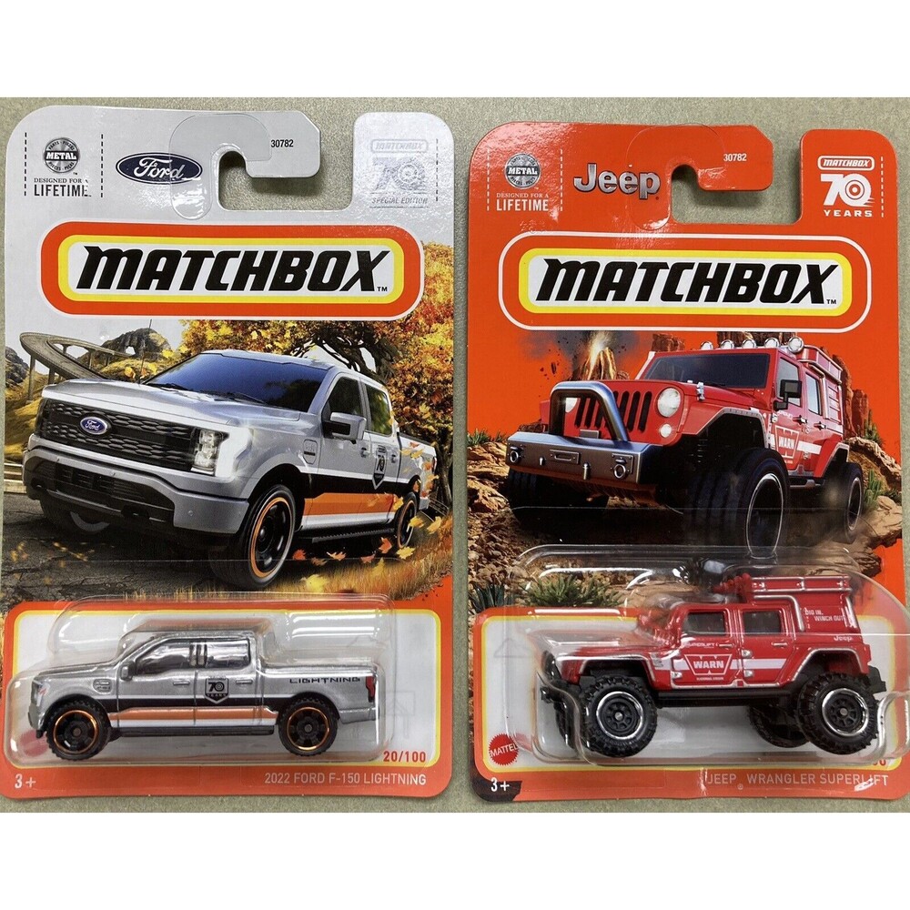 2023 Matchbox 70 Years~1-Jeep Wrangler-1 Ford F-150 Lightning